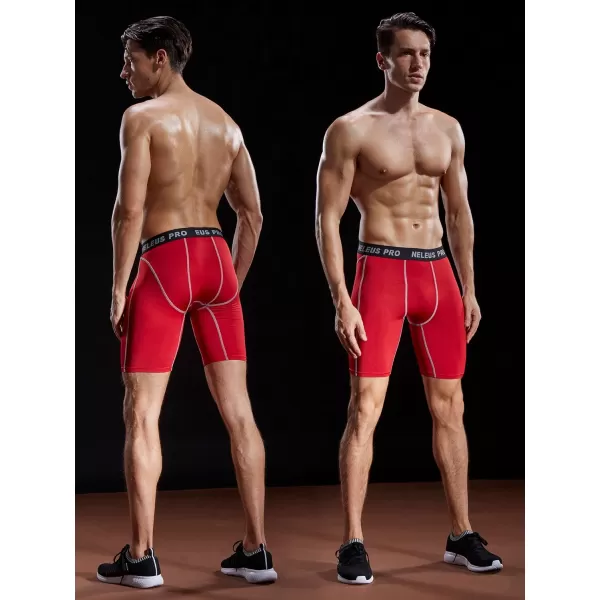 NELEUS Men's 3 Pack Compression Shorts