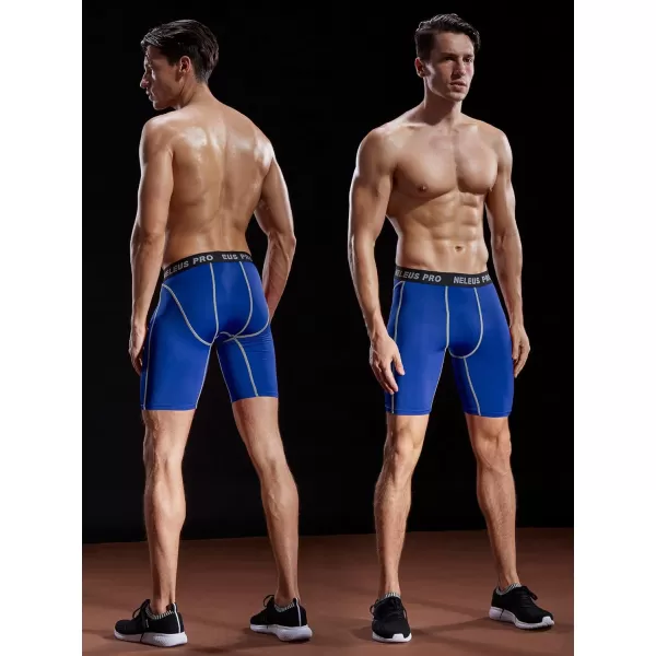 NELEUS Men's 3 Pack Compression Shorts
