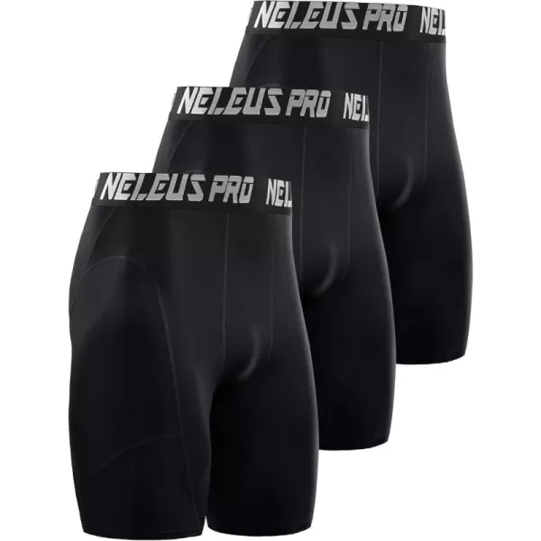 NELEUS Men's 3 Pack Compression Shorts