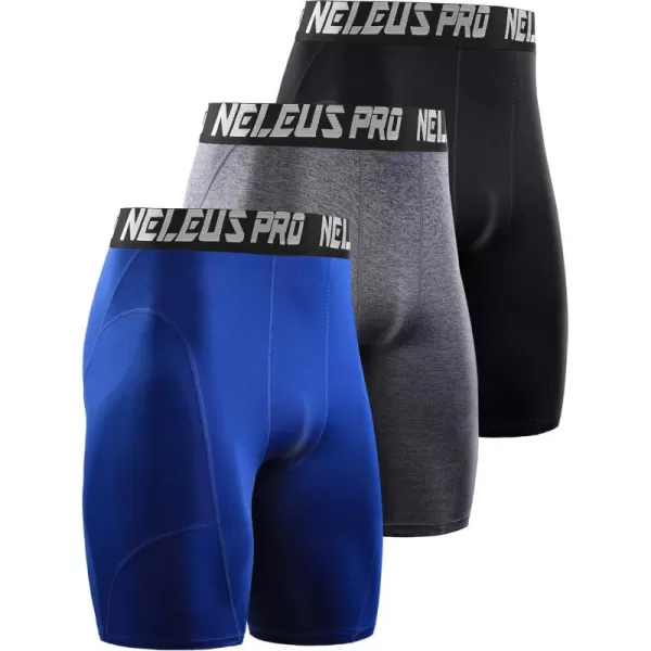 NELEUS Men's 3 Pack Compression Shorts