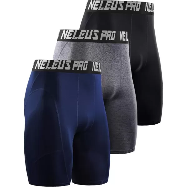 NELEUS Men's 3 Pack Compression Shorts
