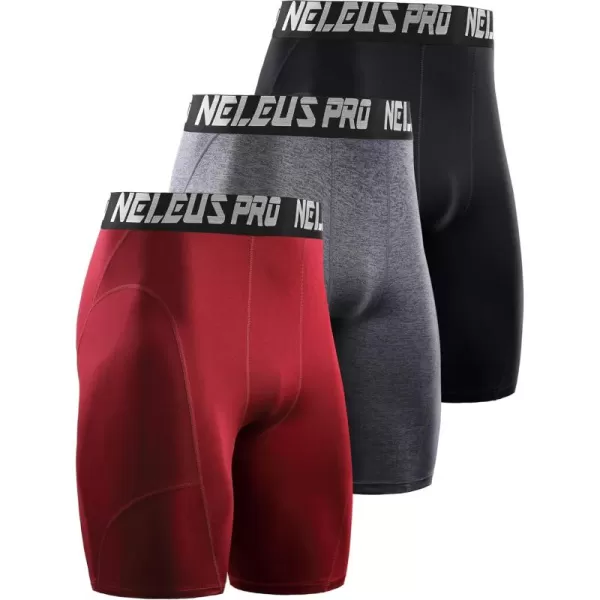 NELEUS Men's 3 Pack Compression Shorts