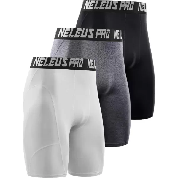 NELEUS Men's 3 Pack Compression Shorts