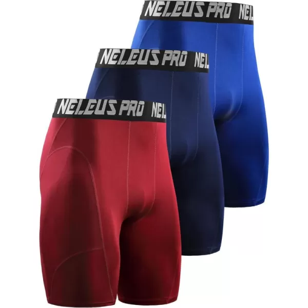 NELEUS Men's 3 Pack Compression Shorts