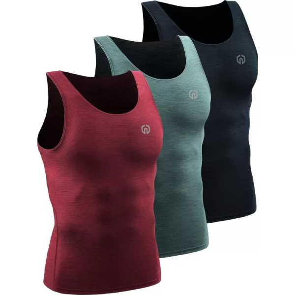 NELEUS Men's 3 Pack Dry Fit Compression Tank Top
