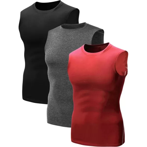 NELEUS Men's 3 Pack Dry Fit Compression Tank Top