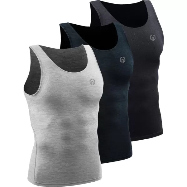 NELEUS Men's 3 Pack Dry Fit Compression Tank Top/Slate Gray/Light Grey,3 Pack)