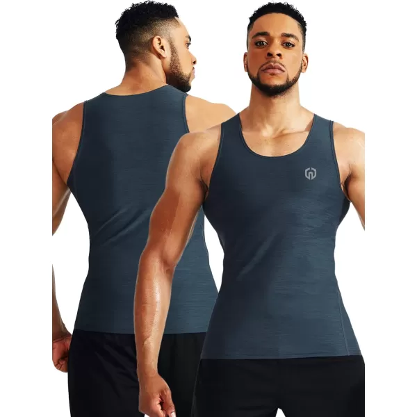 NELEUS Men's 3 Pack Dry Fit Compression Tank Top/Slate Gray/Light Grey,3 Pack)