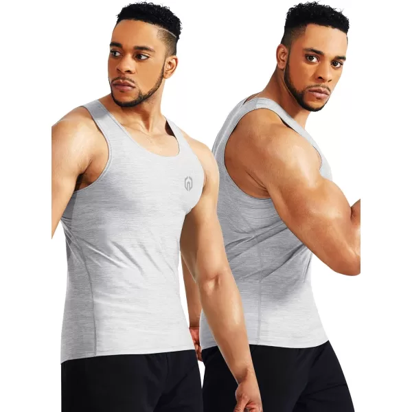 NELEUS Men's 3 Pack Dry Fit Compression Tank Top/Slate Gray/Light Grey,3 Pack)