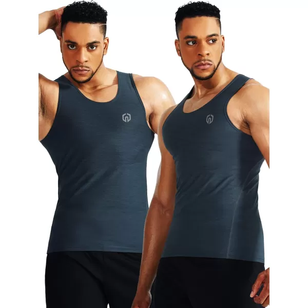 NELEUS Men's 3 Pack Dry Fit Compression Tank Top/Slate Gray/Light Grey,3 Pack)