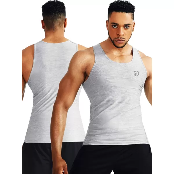 NELEUS Men's 3 Pack Dry Fit Compression Tank Top/Slate Gray/Light Grey,3 Pack)