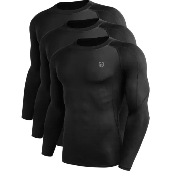 NELEUS Men's 3 Pack Dry Fit Long Sleeve Compression Shirts Workout Running Shirts