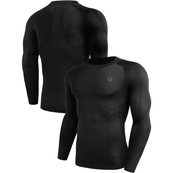 NELEUS Men's 3 Pack Dry Fit Long Sleeve Compression Shirts Workout Running Shirts