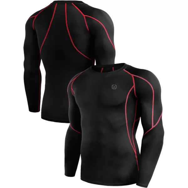 NELEUS Men's 3 Pack Dry Fit Long Sleeve Compression Shirts Workout Running Shirts