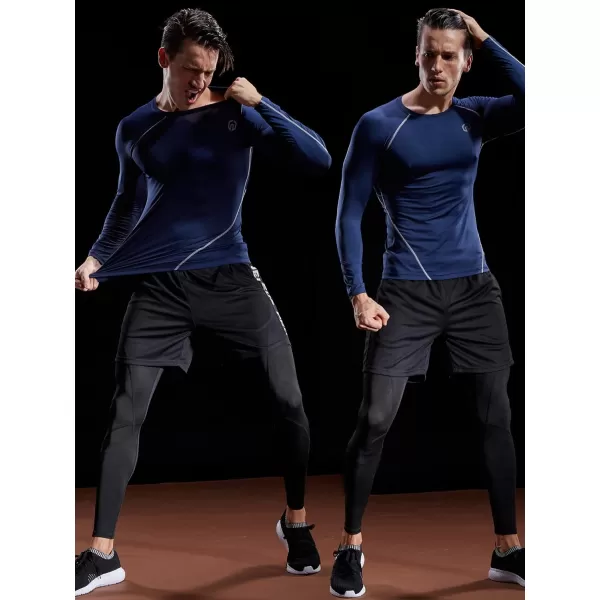 NELEUS Men's 3 Pack Dry Fit Long Sleeve Compression Shirts Workout Running Shirts