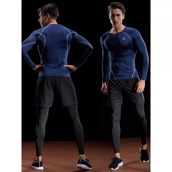NELEUS Men's 3 Pack Dry Fit Long Sleeve Compression Shirts Workout Running Shirts
