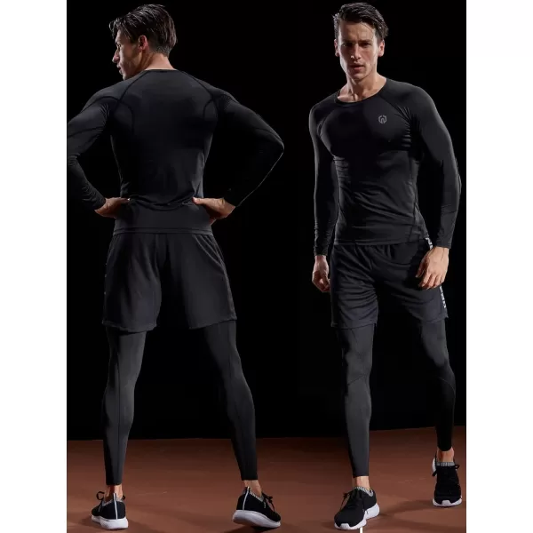 NELEUS Men's 3 Pack Dry Fit Long Sleeve Compression Shirts Workout Running Shirts
