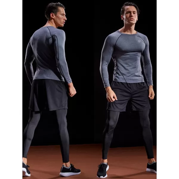 NELEUS Men's 3 Pack Dry Fit Long Sleeve Compression Shirts Workout Running Shirts