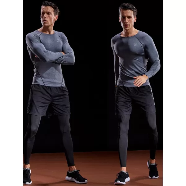 NELEUS Men's 3 Pack Dry Fit Long Sleeve Compression Shirts Workout Running Shirts