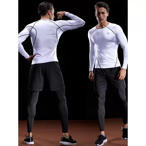 NELEUS Men's 3 Pack Dry Fit Long Sleeve Compression Shirts Workout Running Shirts