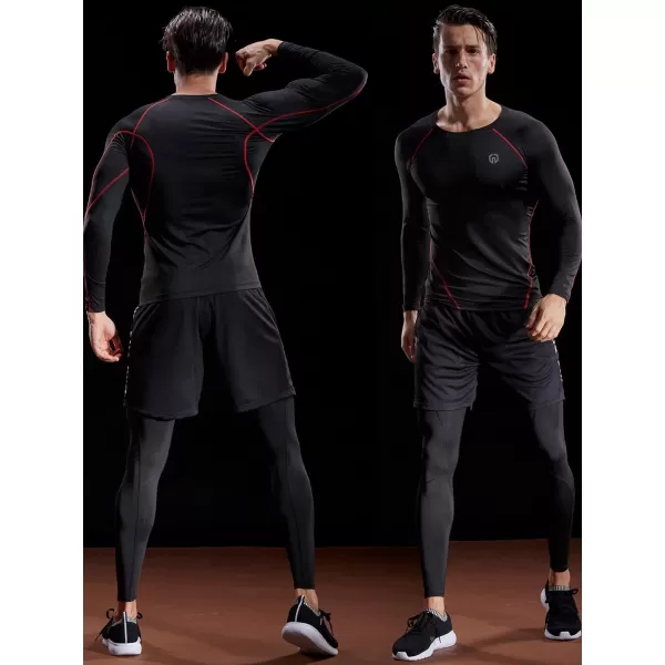 NELEUS Men's 3 Pack Dry Fit Long Sleeve Compression Shirts Workout Running Shirts/Black,3 Pack)