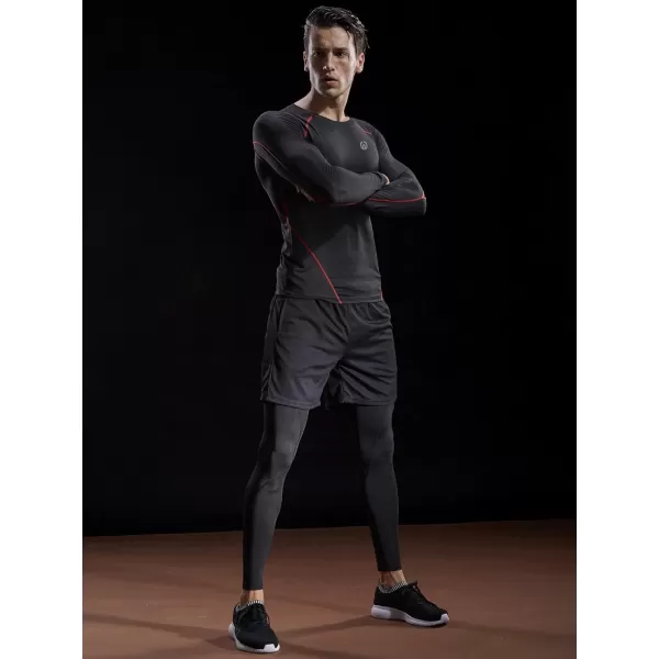 NELEUS Men's 3 Pack Dry Fit Long Sleeve Compression Shirts Workout Running Shirts/Black/Navy Blue,3 Pack)