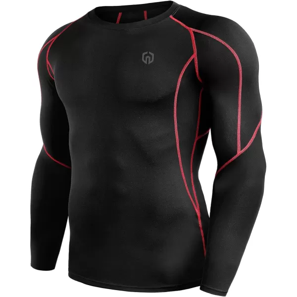 NELEUS Men's 3 Pack Dry Fit Long Sleeve Compression Shirts Workout Running Shirts/Grey/Blue,3 Pack)