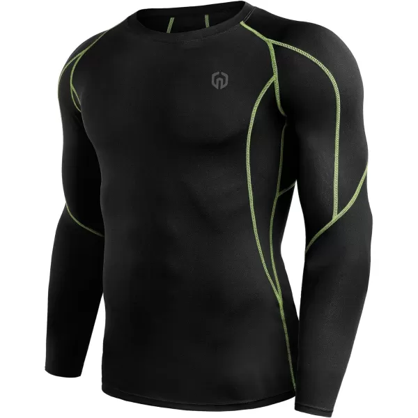 NELEUS Men's 3 Pack Dry Fit Long Sleeve Compression Shirts Workout Running Shirts/Grey/Navy Blue,3 Pack)