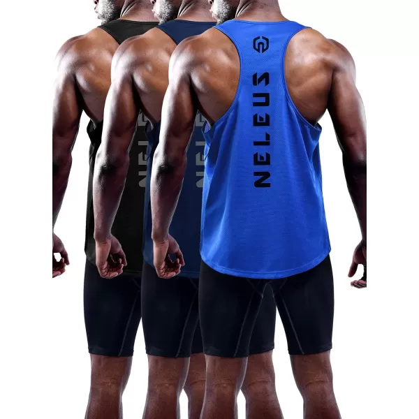 NELEUS Men's 3 Pack Dry Fit Y-Back Muscle Tank Top