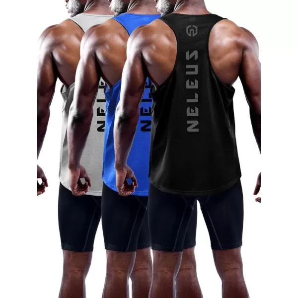 NELEUS Men's 3 Pack Dry Fit Y-Back Muscle Tank Top