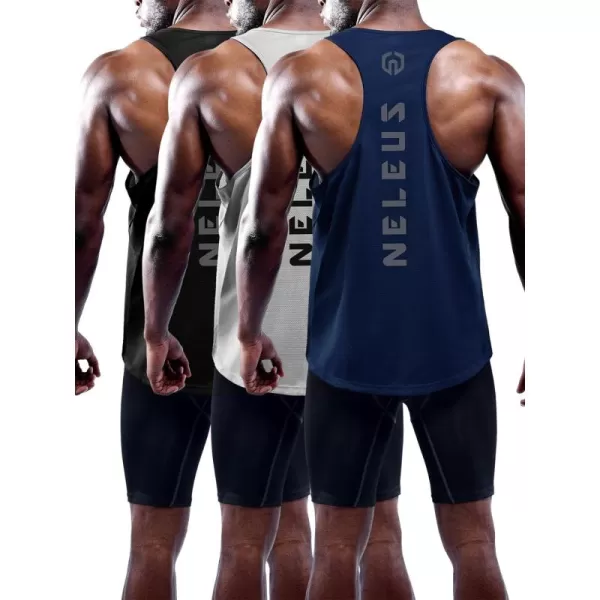 NELEUS Men's 3 Pack Dry Fit Y-Back Muscle Tank Top