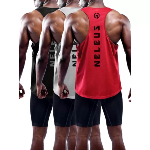 NELEUS Men's 3 Pack Dry Fit Y-Back Muscle Tank Top