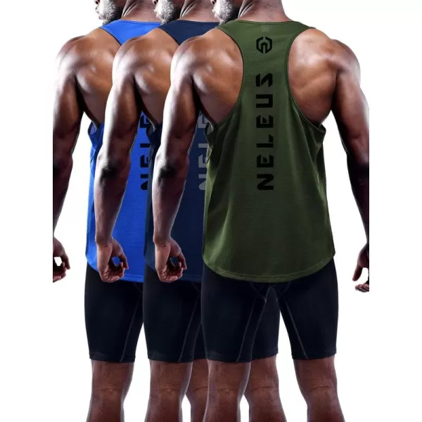 NELEUS Men's 3 Pack Dry Fit Y-Back Muscle Tank Top