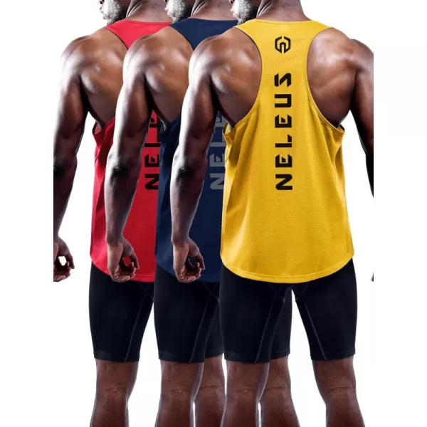 NELEUS Men's 3 Pack Dry Fit Y-Back Muscle Tank Top