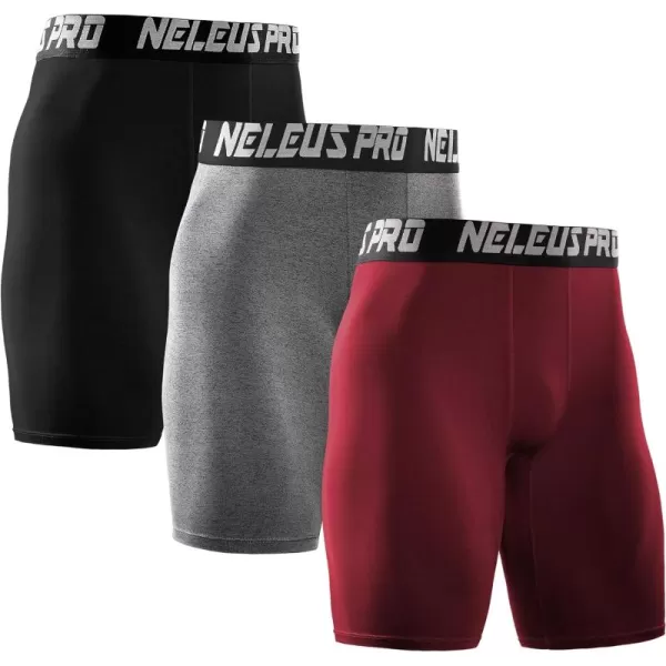 NELEUS Men's 3 Pack Performance Compression Shorts