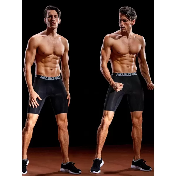 NELEUS Men's 3 Pack Performance Compression Shorts