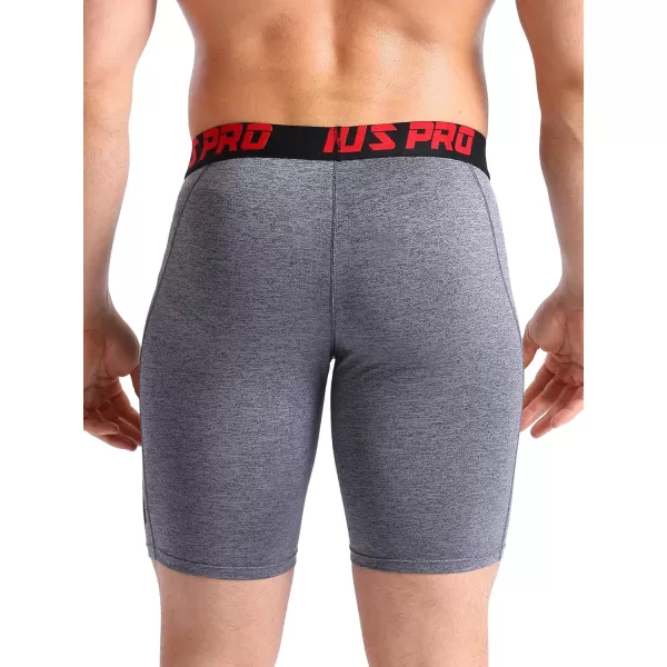 NELEUS Men's 3 Pack Running Compression Shorts with Pockets