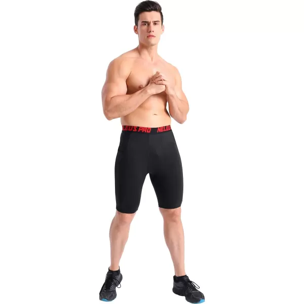 NELEUS Men's 3 Pack Running Compression Shorts with Pockets