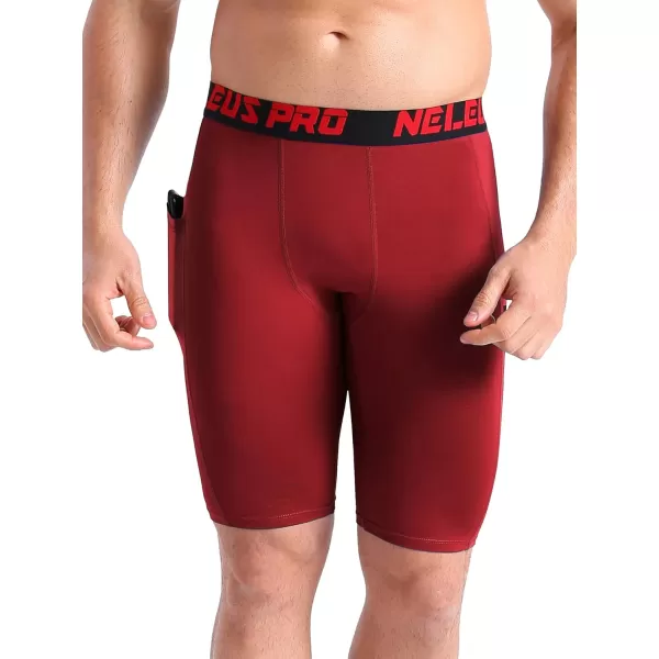 NELEUS Men's 3 Pack Running Compression Shorts with Pockets