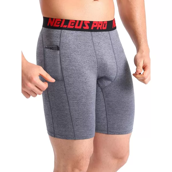 NELEUS Men's 3 Pack Running Compression Shorts with Pockets