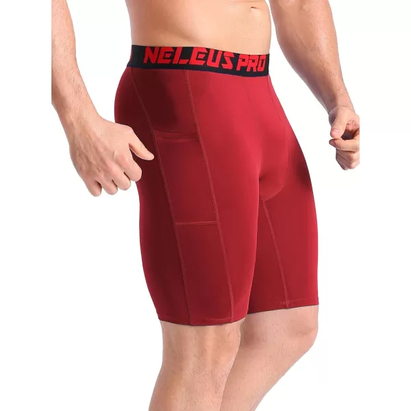 NELEUS Men's 3 Pack Running Compression Shorts with Pockets