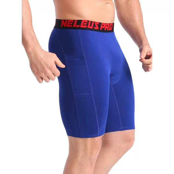 NELEUS Men's 3 Pack Running Compression Shorts with Pockets