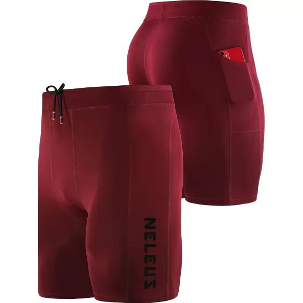 NELEUS Men's 3 Pack Running Compression Shorts with Pockets