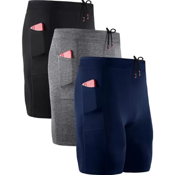 NELEUS Men's 3 Pack Running Compression Shorts with Pockets