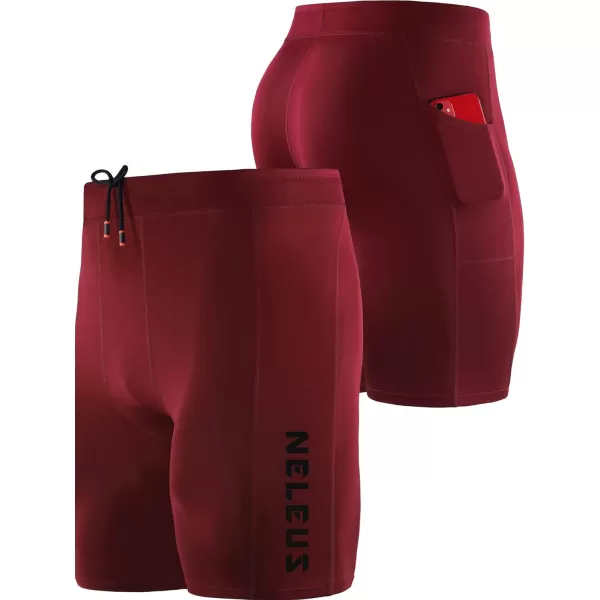NELEUS Men's 3 Pack Running Compression Shorts with Pockets