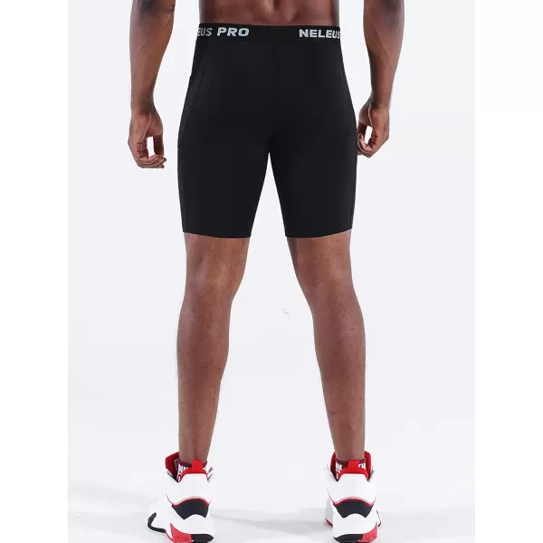 NELEUS Men's 3 Pack Running Compression Shorts with Pockets