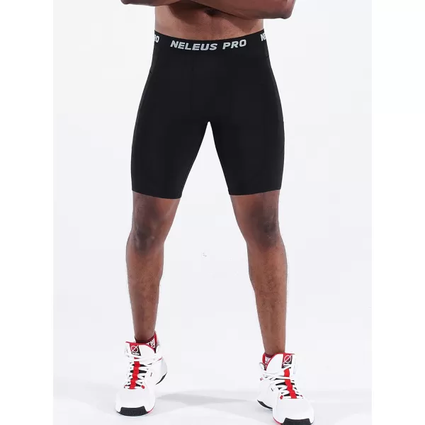 NELEUS Men's 3 Pack Running Compression Shorts with Pockets