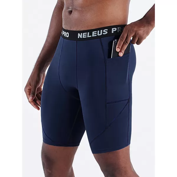 NELEUS Men's 3 Pack Running Compression Shorts with Pockets