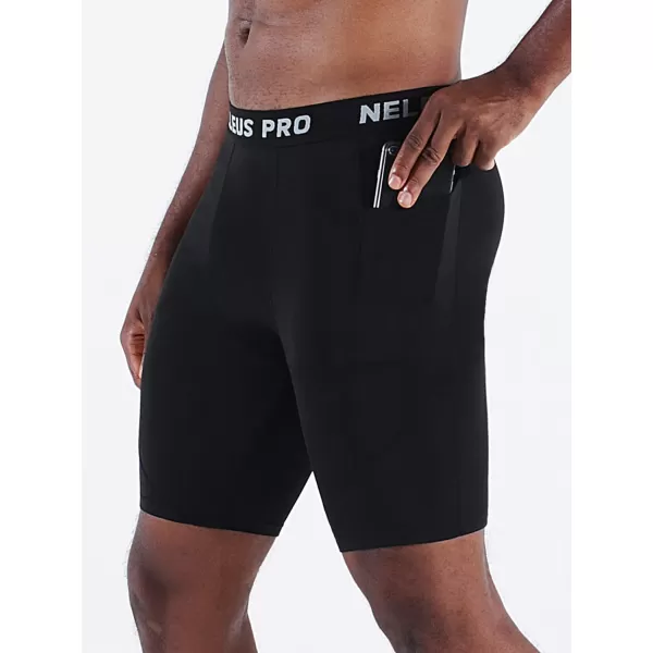 NELEUS Men's 3 Pack Running Compression Shorts with Pockets