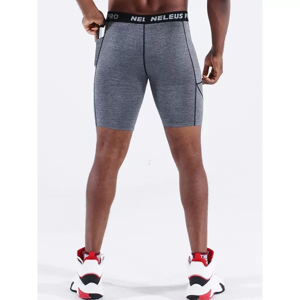 NELEUS Men's 3 Pack Running Compression Shorts with Pockets